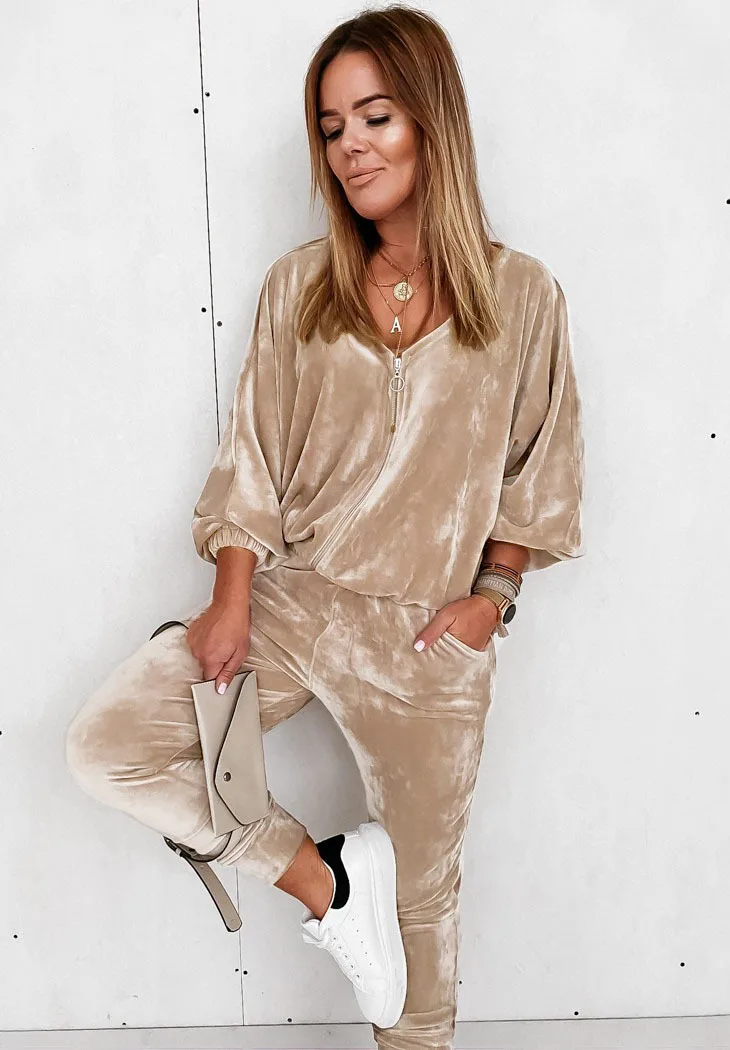 

Women Tracksuit Zipper Two Piece Set Hoodies Sweatshirt Pants Casual Loose Sports Suit Ladies Office 2023 Matching Sets