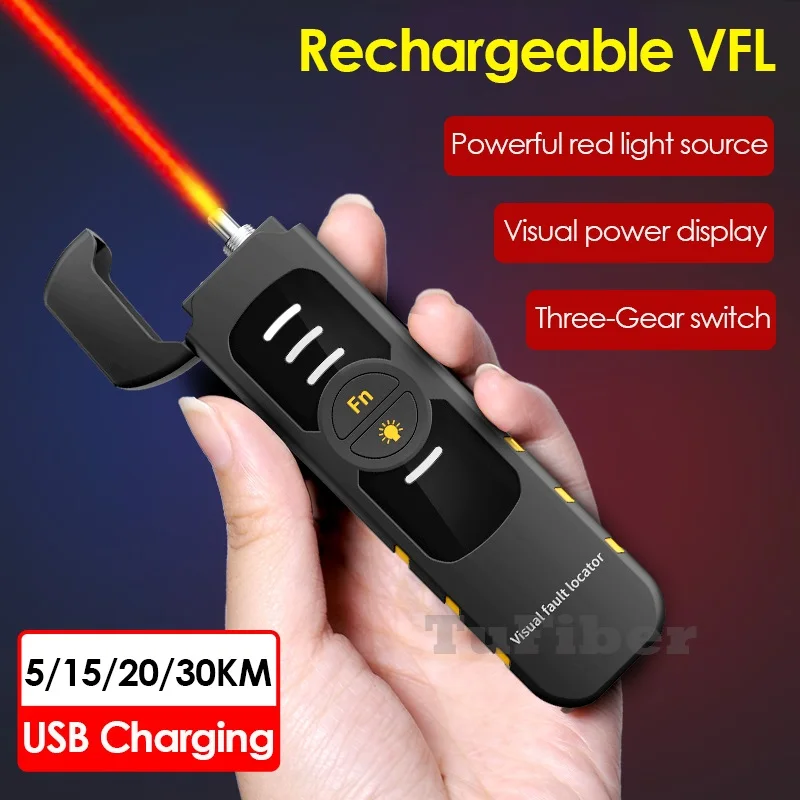 30Km/20Km/10Km/5Km VFL Optical Fiber Cable Tester Optic Red Laser Light Pen Visual Fault Locator Adjustable Power