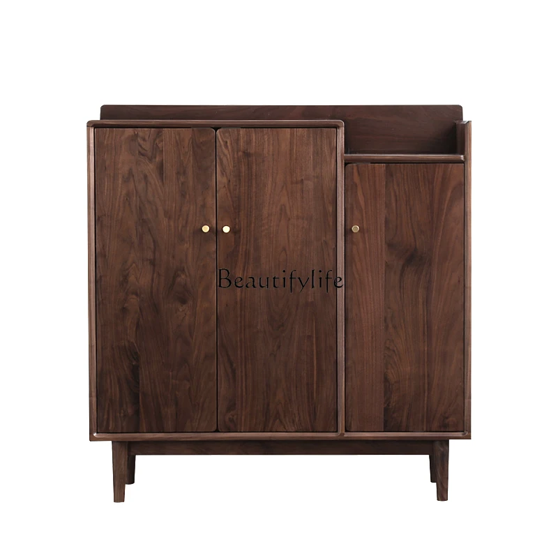 

Pure Solid Wood Shoe Cabinet Entrance Entrance Multi-Functional White Oak Black Walnut Storage Locker