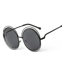 MUSELIFE Vintage rond grande taille surdimensionné lentille miroir lunettes de soleil femmes marque concepteur métal cadre dame lunettes de soleil dame Cool 4