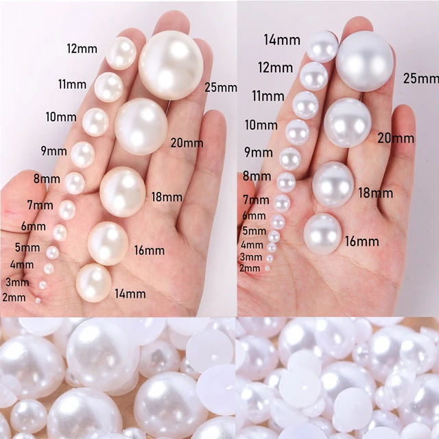 2-25mm Cream And White Imitation Pearl Flat Back Half Round Pearl Beads  Nail Art Craft Stone Beads For DIY Making Decoration - AliExpress