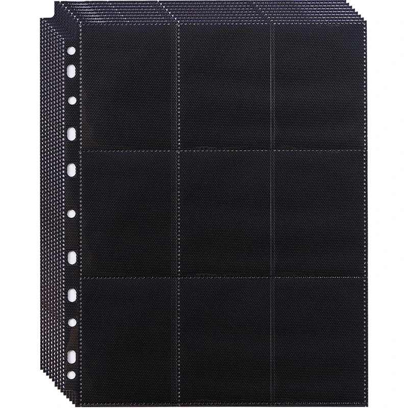 9 Pockets Pages Protector card protector idol card protector memory card protector Cards Game Baseball Cards Binder 11 Holes Double-Sided Card Sleeves Album Binder Sheets 50Pcs