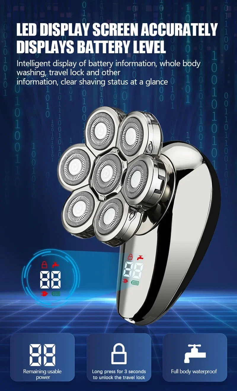 Electric Shaver For Men 5-in-1 Rechargeable Beard Trimmer Head_voghion.com