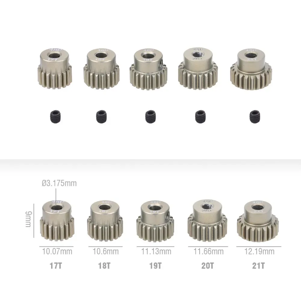 48DP 3,175mm Aluminium Metall Ritzel Motor Getriebe 13T-20T 21T-25T 26T-30T 31T-40T 41T-48T Für 1/10 RC Autos Lkw Drift Modell Motor – Detail 18