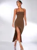 Europe and America's top lady sexy split with solid color backless slim design party party in autumn and winter. 4