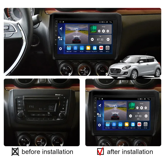 AT502 スズキ スイフトカーナビ アンドロイドナビ android 9インチ