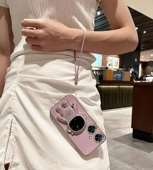 Huawei Nova 11i Nova11 11Pro 11 Pro Ultra 11Ultra için Elektrokaplama Astronot Darbeye Dayanıklı Yumuşak TPU Kickstand Kılıf_voghion.com