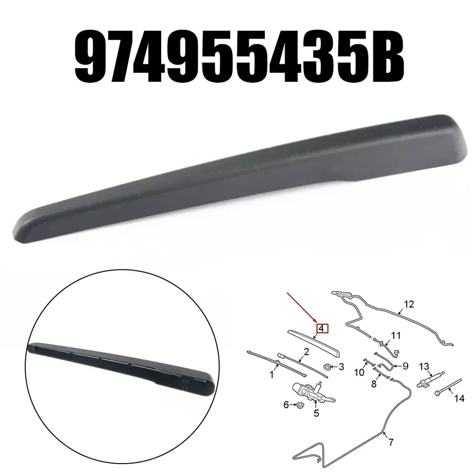 Rear Wiper Arm Cover Cap For Porsche Cayenne 2003-2010 - Black Plastic, OE 95562832000, Pack Of 1