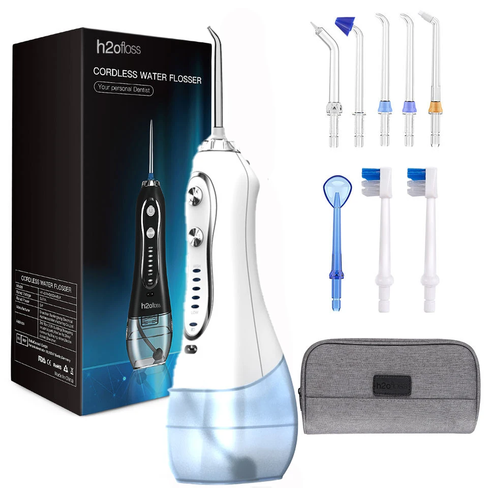 

H2ofloss Hf-6 Dental Cordless Oral 5 Nozzle Tips Irrigator Ipx7 Portable Electric Water Flosser For Teeth Cleaning Oral Health