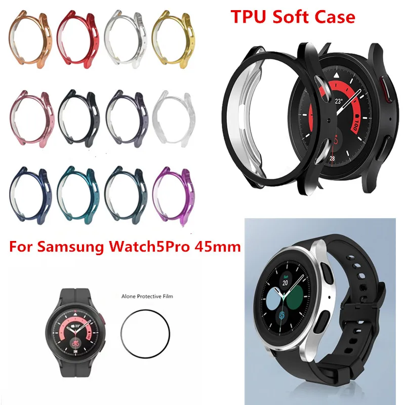 Pellicola Protettiva + Custodia Per Samsung Galaxy Watch5 Pro 45Mm Custodia Watch5Pro 45Mm Smar Twatch Accessori Placcati Paraurti In Tpu
