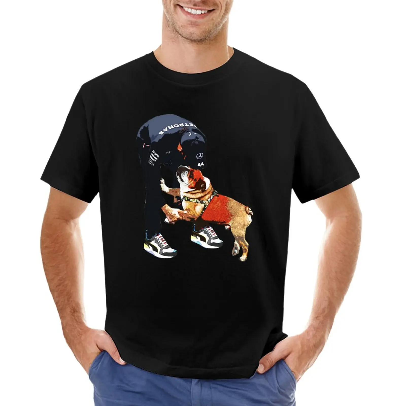 Lewis Hamilton Dog T-Shirt Funny T Shirts Sweat Shirt Vintage Clothes T-Shirts Man T Shirt For Men