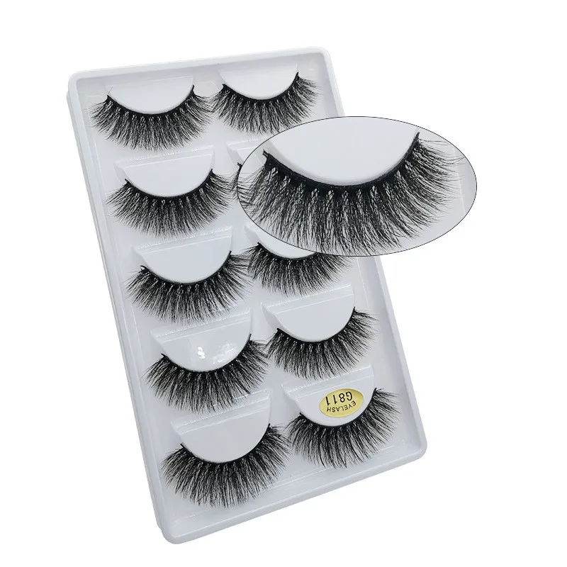 5 pairs Nature False Eyelashes Soft 3D faux Mink Eyelashes Short Curled Natural Eyelashes Hand-made Delicate Lashes makeup tools