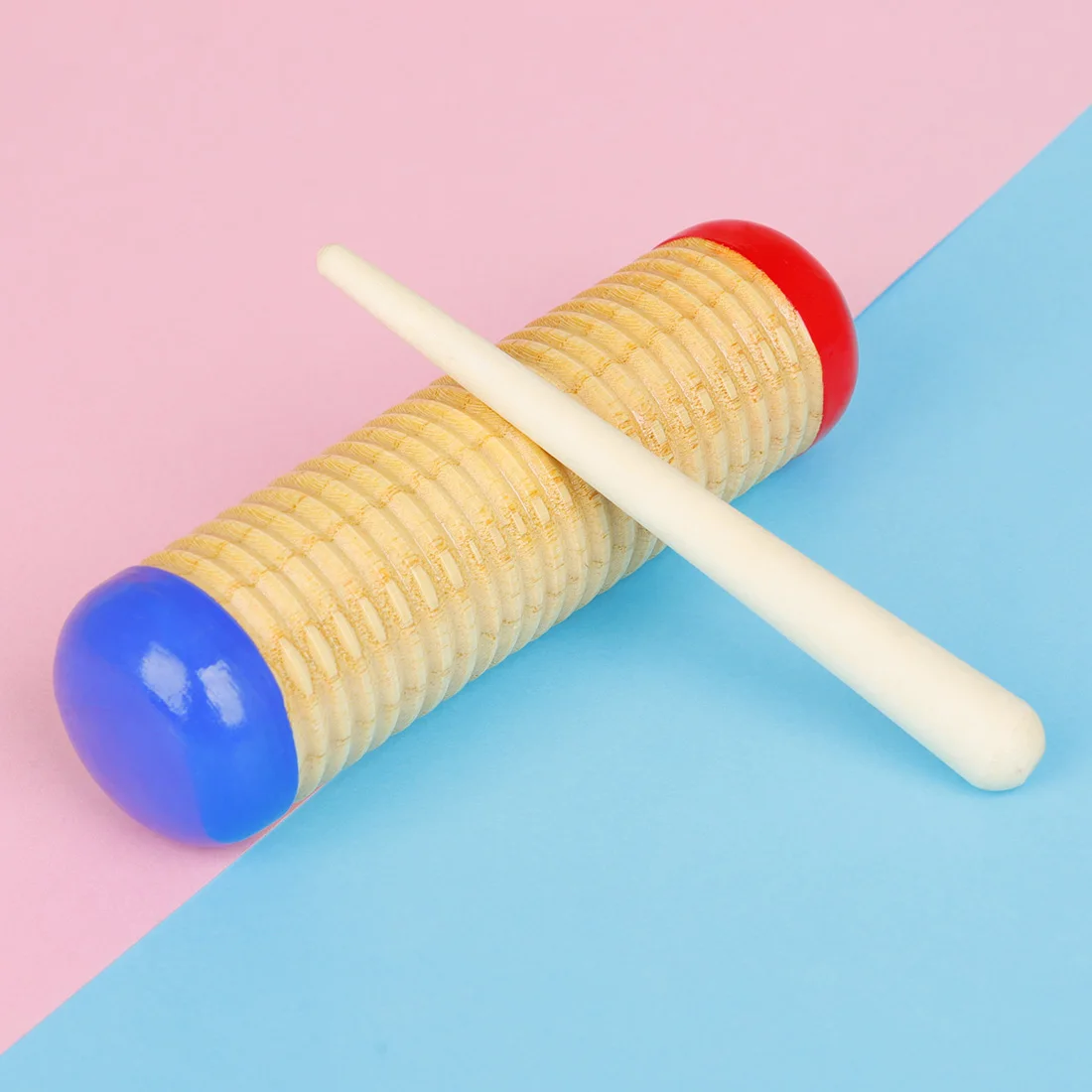 Orff Sand Cylinder Scraping Cylinder Red and Blue Solid Wood Percussion Instruments Children's Music Early Education Kids Toys