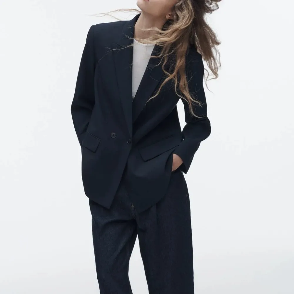 PB&ZASpring/Summer 2023 New Commuting Loose Leisure Fashion Suit Lapel Loose Double Breasted Blazer 4