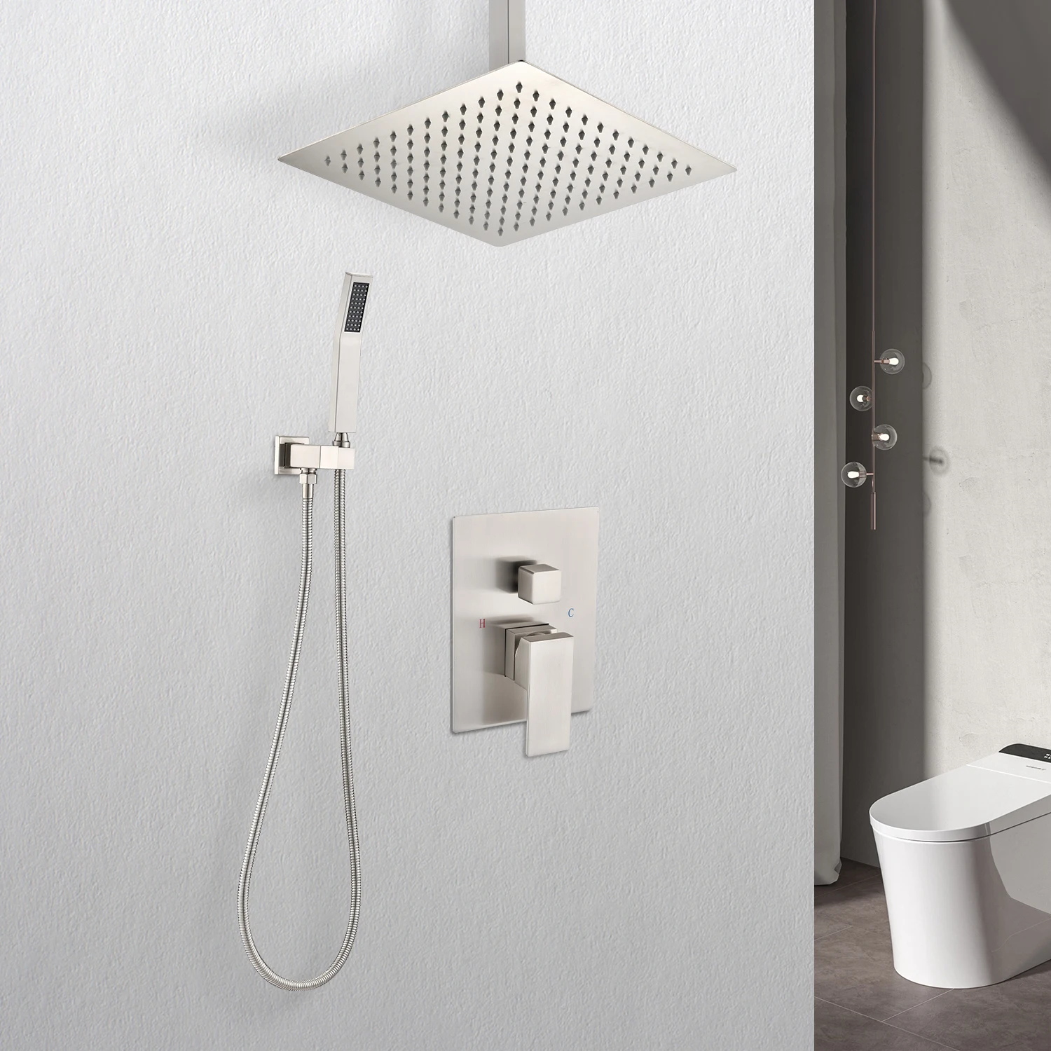 Ceiling Mounted Shower System Combo Set with Handheld and 12" inch Shower head All copper high quality