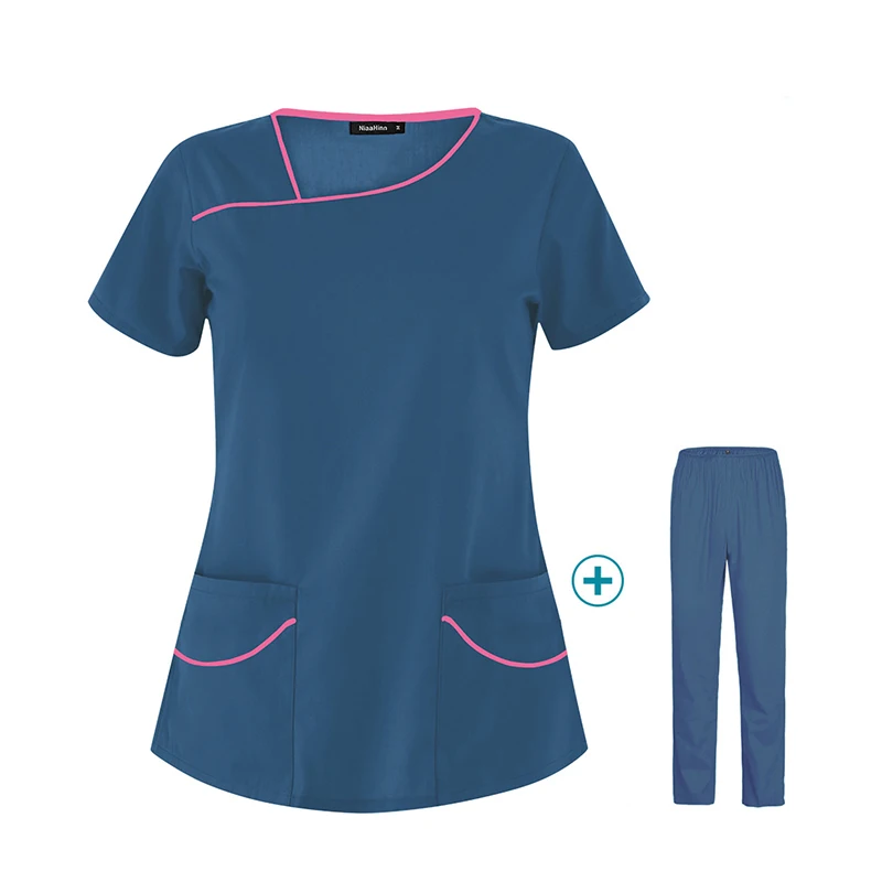 S-2XL 18Colors Short Sleeve Medical Nursing Uniform Doctor Costume Salon Clinic Working Health Care Services Suits Blouse