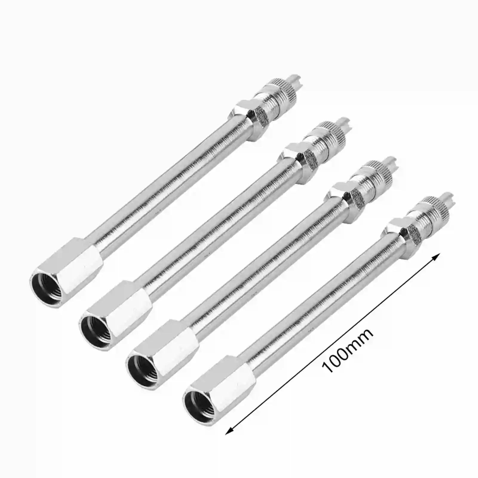 4Pcs 100mm Chrome Valve Extender Inner Tyre Valves Extension Wheel Aluminium Valve Extender For Two-wheel Joint car Bus Truck