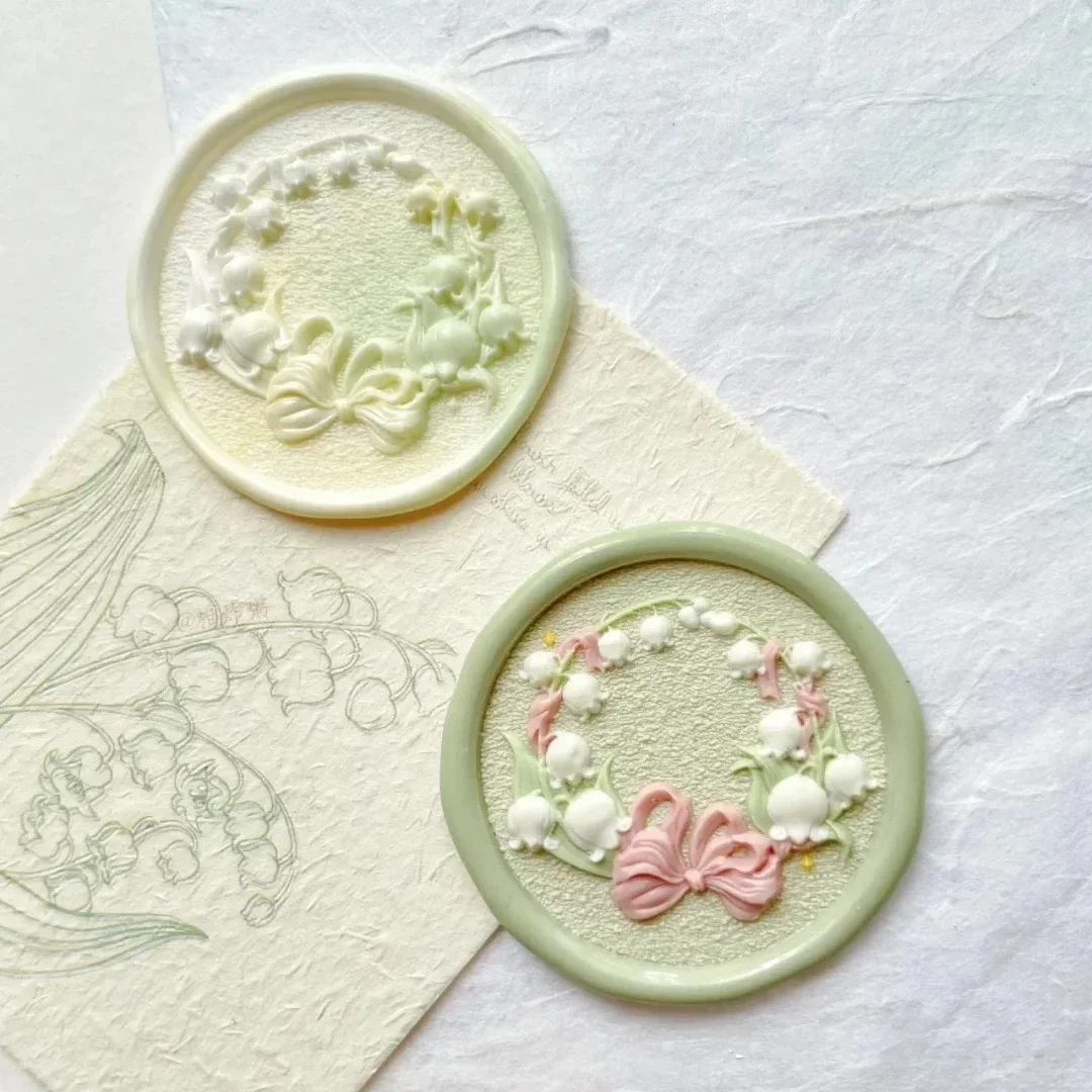 Fire Paint Seal Cute Series Alien Relief Lily Of The Valley Bow Flower Seal Head Stamp Invitation Letter Diy Gift