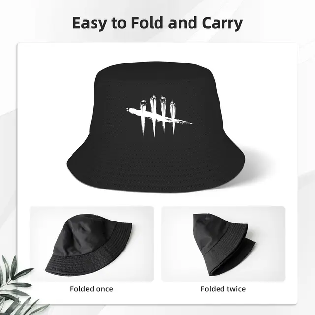 Couple Deads By Daylight Bucket Hat  Portable Fisherman Hats Summer Trendy Vacation Caps Streetwear Custom DIY Sun Hat 3