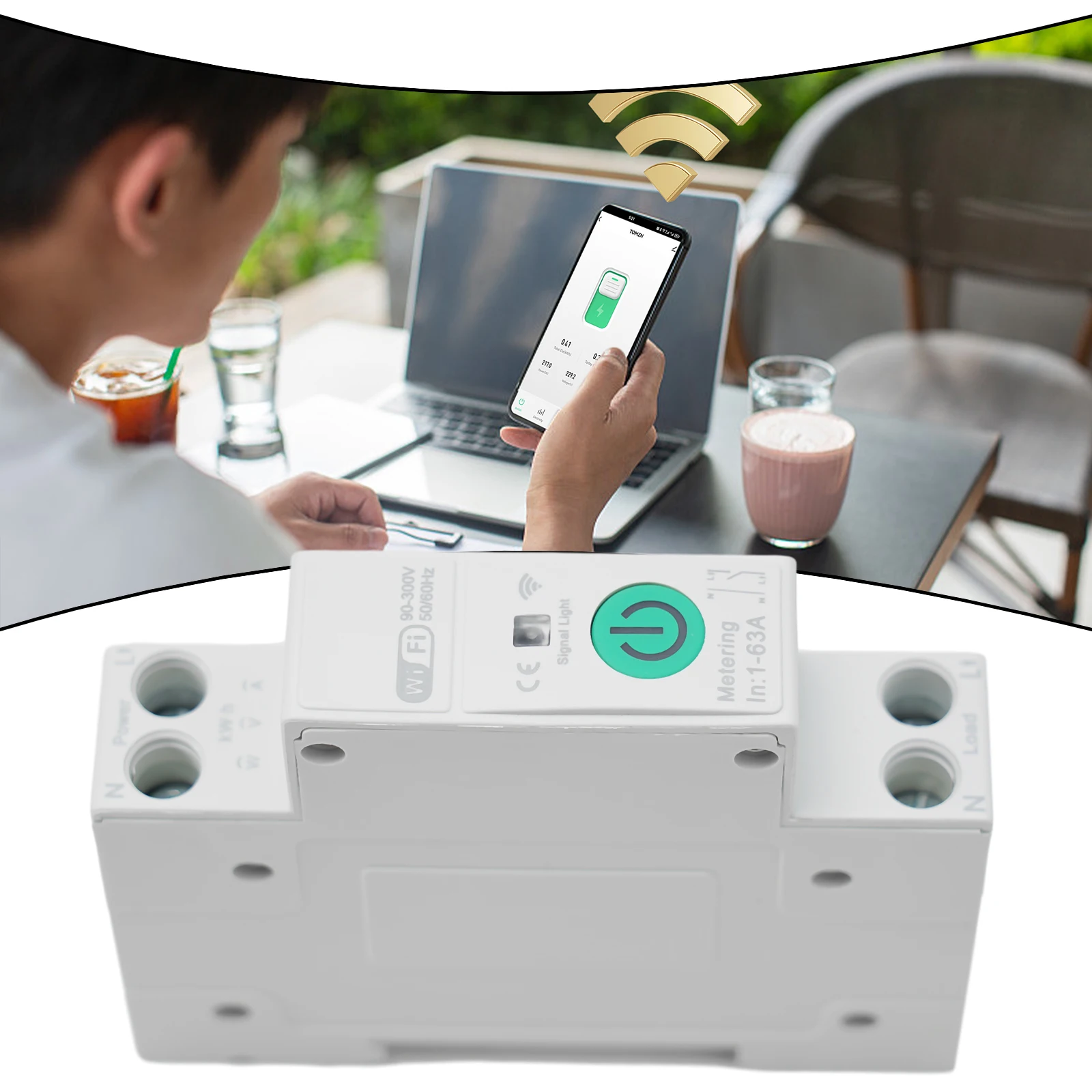 

Circuit Breaking Protection Electric Energy Measuremen with TUYA WiFi Remote Control Energy Monitoring Schedule and Timer