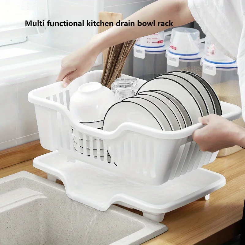 

2-Piece Kitchen Organizer Set: Sink Storage Rack & Knife Holder - Space-Saving Dish, Bowl, and Chopstick Drain Basket