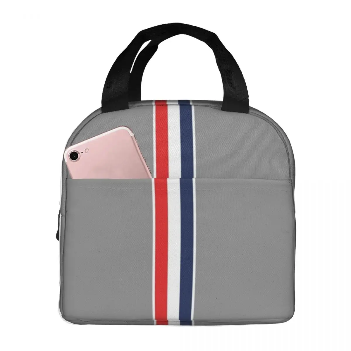 

Designer Thom Stripes Red White Navy Thermal Insulated Lunch Bags Meal Container Food Bag Leakproof Tote Lunch Box Picnic Pupil