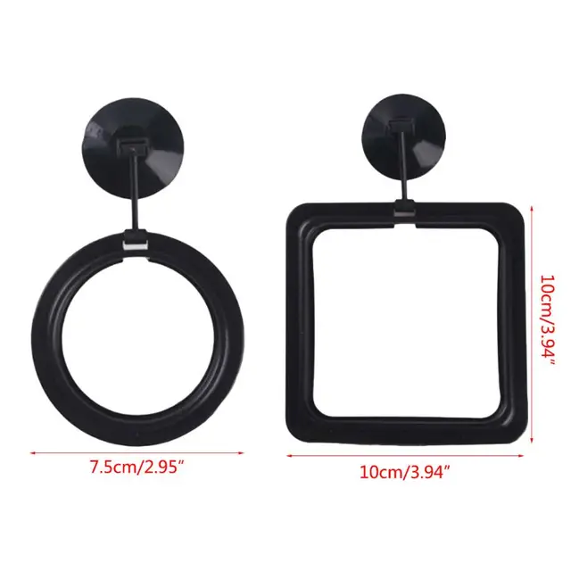 448B Fish Feeding Ring Safe Floating Feeder Circle with Suction Cup for Guppy Betta Easy to Install Black Square / Round 6