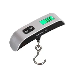 Compact Digital Travel Luggage Scale with LCD Display - 110lb/50kg Capacity (Hook)