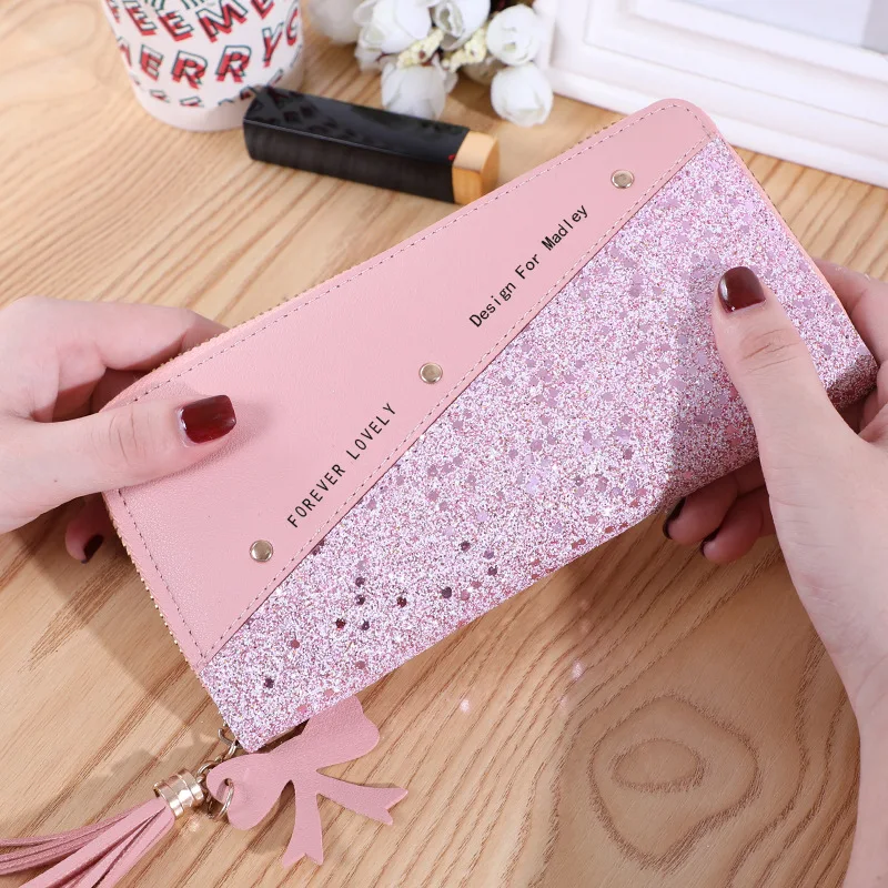 Luxury Long Wallet For Women Patchwork Sequin Clutch Glitter Pu Leather Ladies Phone Bag Card Holder Coin Purse Female Wallets 4