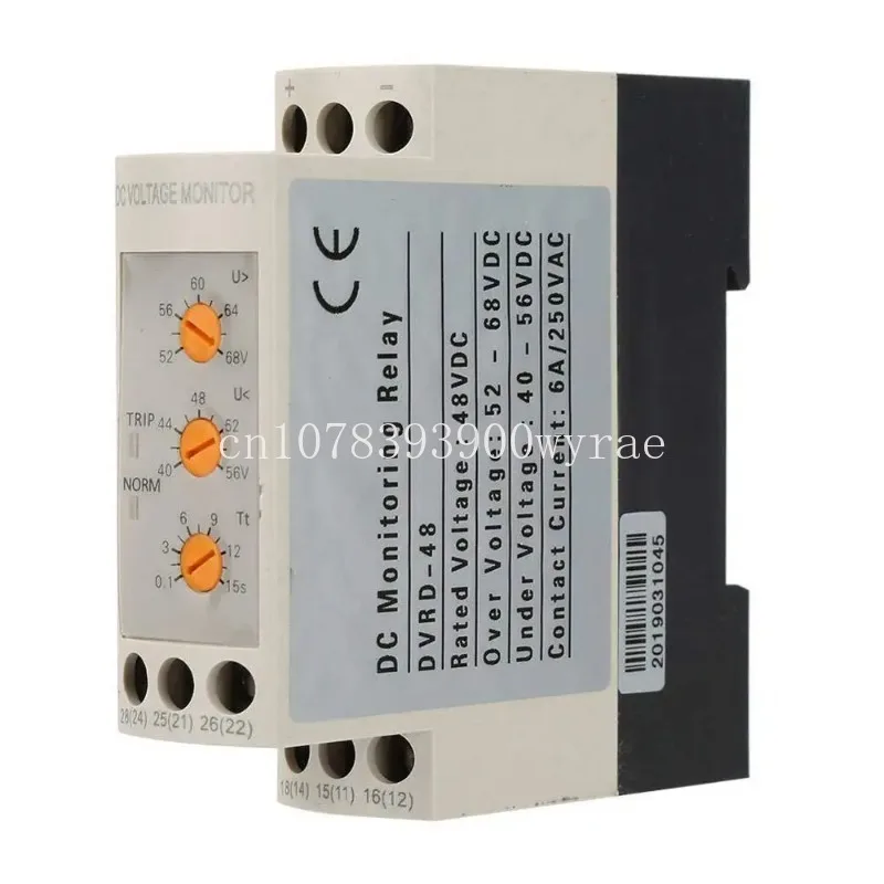 

DC 12V/24V/36V/48V Over-Voltage and Under-Voltage Protection Relay 35MM Guide Rail 13-17V 10-14V DVRD Voltage Monitoring Relay