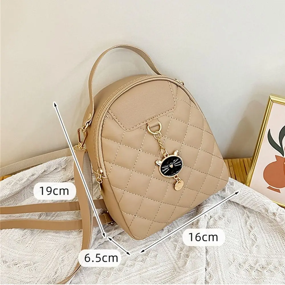 Fashion Small Backpack Women Girls Shoulder Bags Grids PU Leather Bag Mini School Bags Casual Rucksack 6