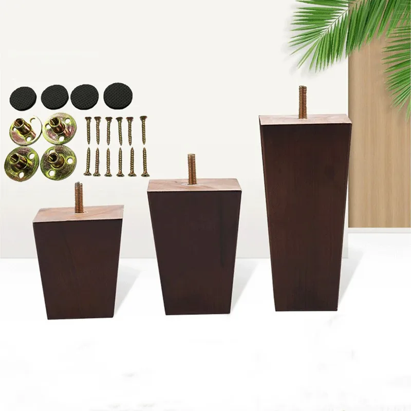 4Pcs Solid Wood Furniture Feets Sofa Cabinets Legs Square Bed Table Chair Replacement Feet Home Furniture Accessories
