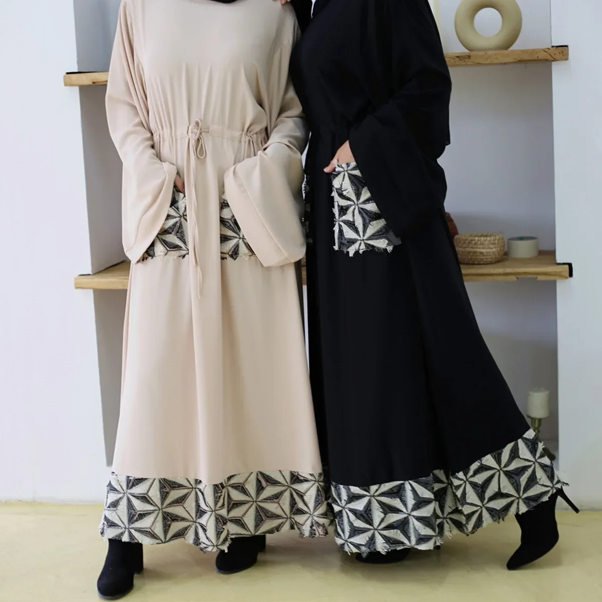 

Женское платье на шнуровке, длинное облегающее платье в мусульманском стиле, мусульманская абайя, одежда для мусульманских женщин