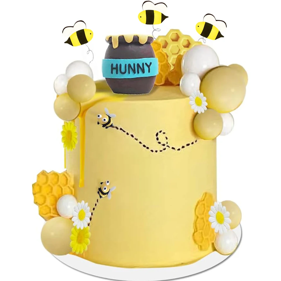 31-Piece Bee & Winnie Cake Topper Set - Acrylic Sign With Bees, Daisies For Baby Shower & Birthday - View #6
