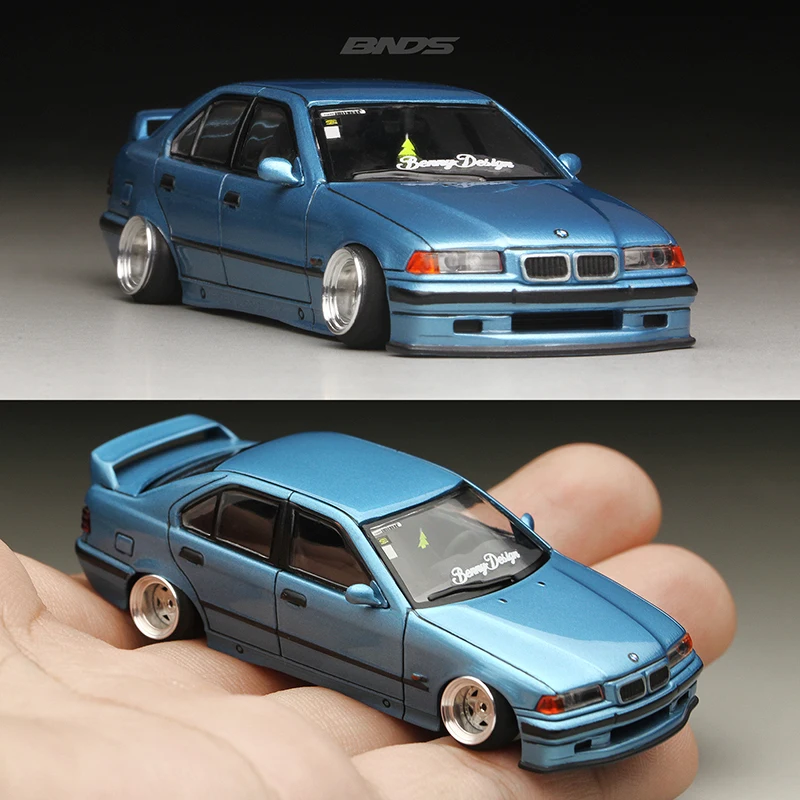 BNDS 1/64 Metal Wheel Hubs Rubber Tires Alloy Design Rims Modified Parts JDM VIP Style for Model Cars Vehicle 1:64 4pcs Set 5