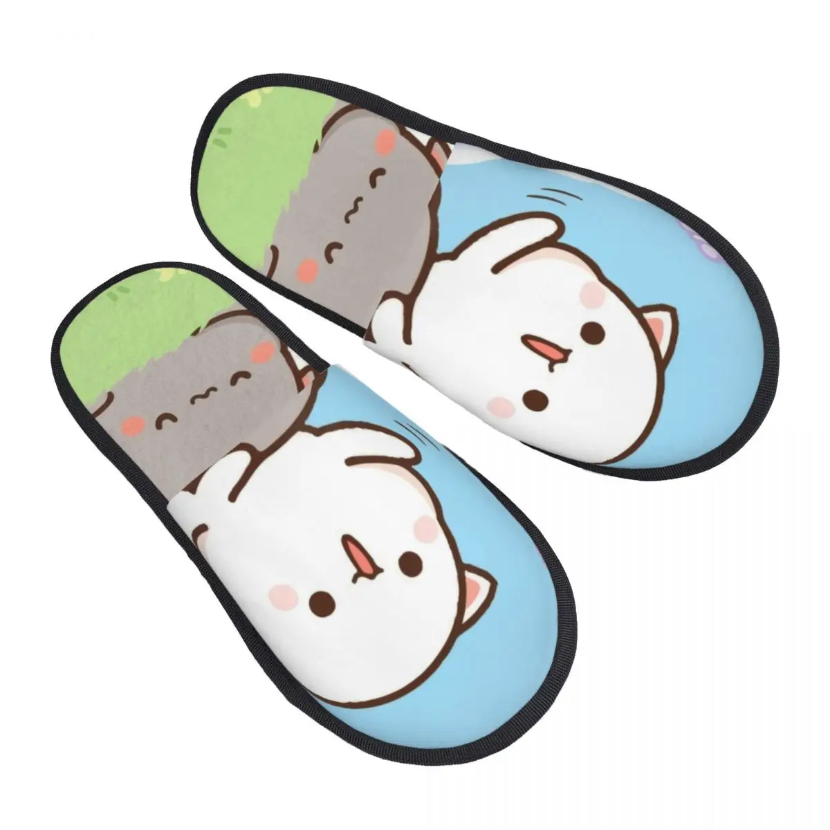 

Персик и Гома, романтические домашние тапочки с котом мочи, женские удобные тапочки из пены с эффектом памяти, тапочки для отеля