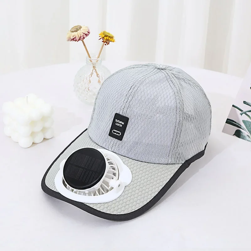 Summer solar charging fan hat for men and women breathable mesh sun protection outdoor sunshade duck tongue hat solar charging fan hat
