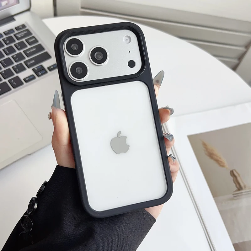 Transparent Skin Feel Shock Resistant Phone Case with TPU Border and Hardware Buttons