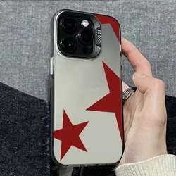Minimalist Red Star Print Phone Case Cover for Redmi Note 13 5G (Black)
