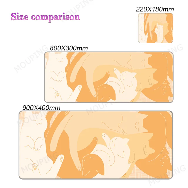 Kawaii Cat Mouse Pad Pink 90x40 Black and White with Cats Xxl Desk Mat Catpaw Mousepad Large Computer Slipmat Anime Accessories 17