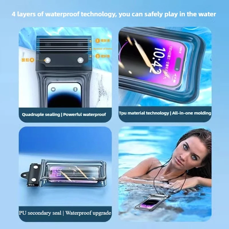 Outdoor Universal Various Mobile Phones Drift Bag Pouch with Lanyard Photographed Can Touchable Screen Seal Clear Waterproof Bag