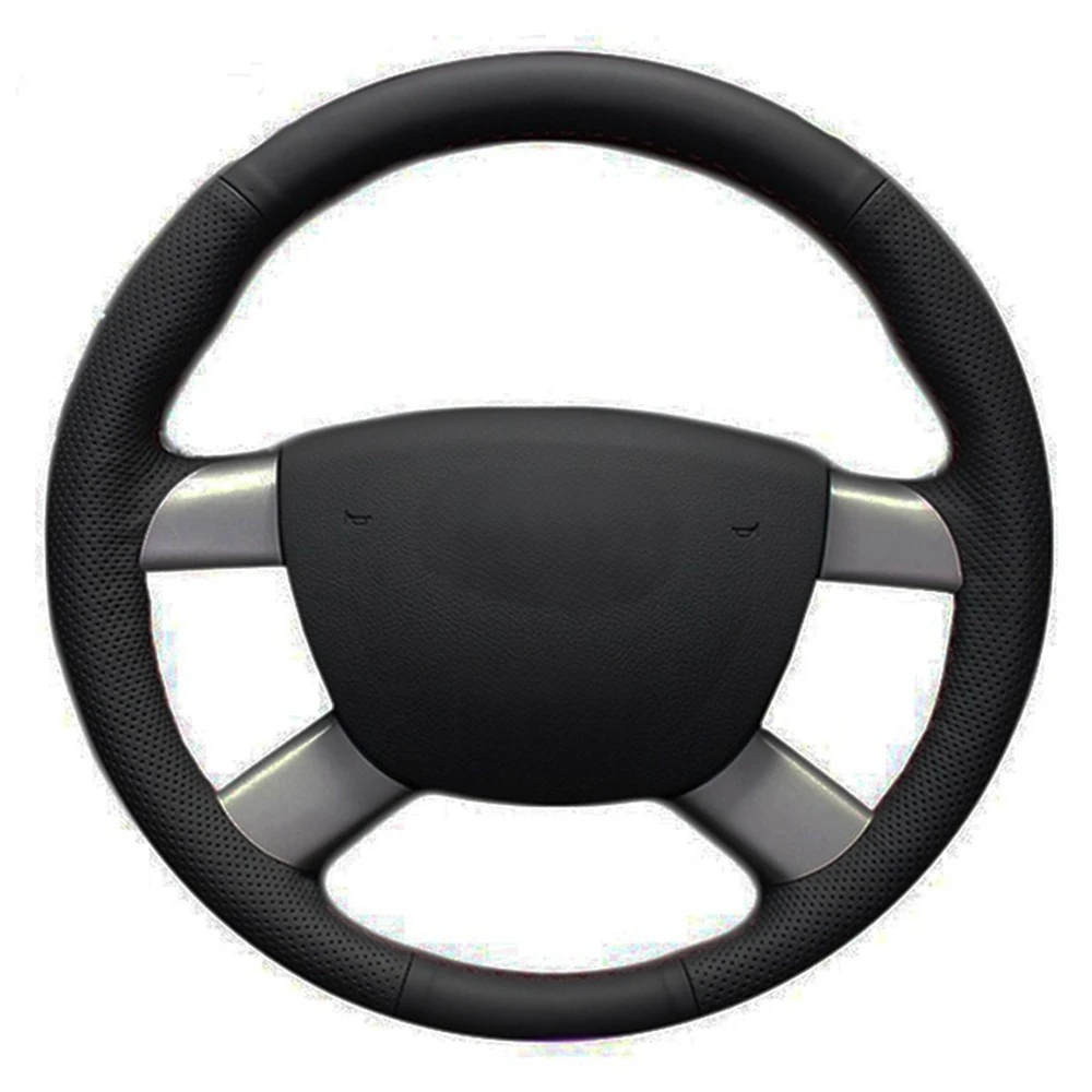 

Строчка ручной работы из черной натуральной кожи для Ford Kuga 2008-2011 Focus 2 2005-2011 чехол рулевого колеса автомобиля 2007-2010