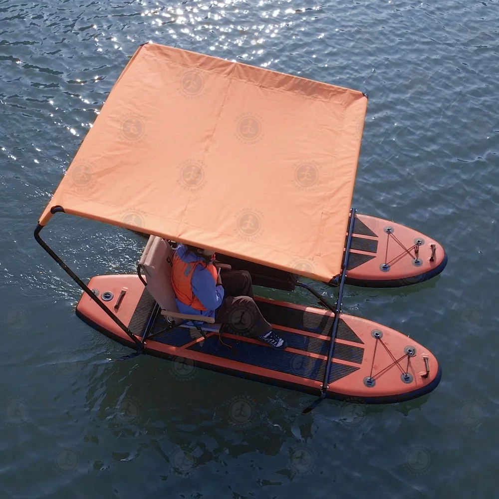 Bateau RC gonflable SUP avec chaises et toit - Catamaran de plage