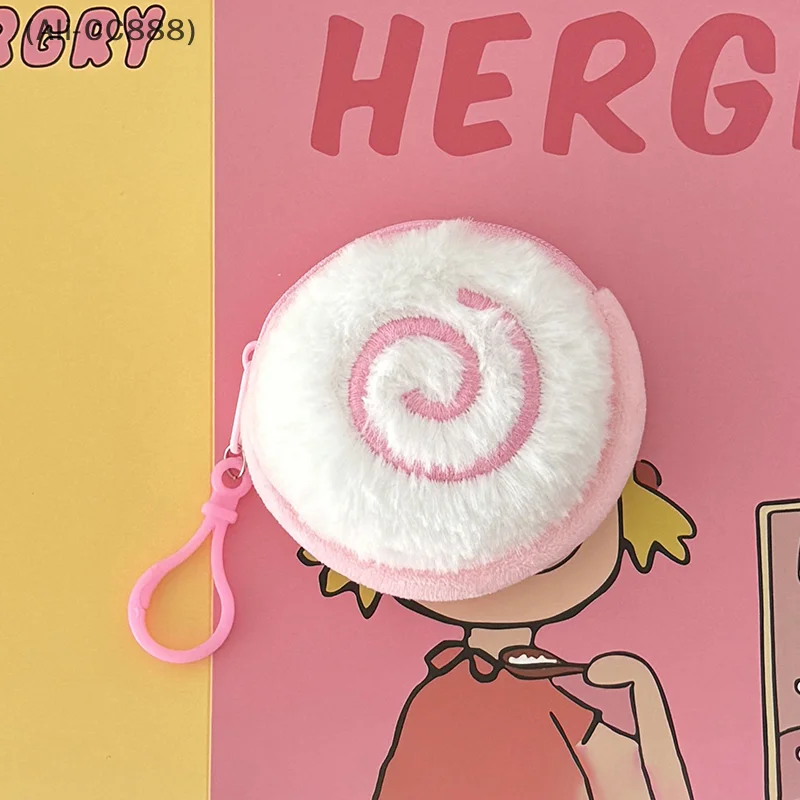 〔CC〕| Cute Kamaboko Cartoon Girl Heart Coin Purse Plush Earphone Bag Coin Organizer Pouch Backpack Charms 4