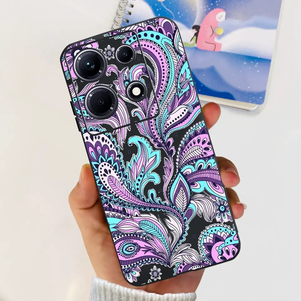 Fashion Cute Flowers Luxury Black Phone Case Back Cover