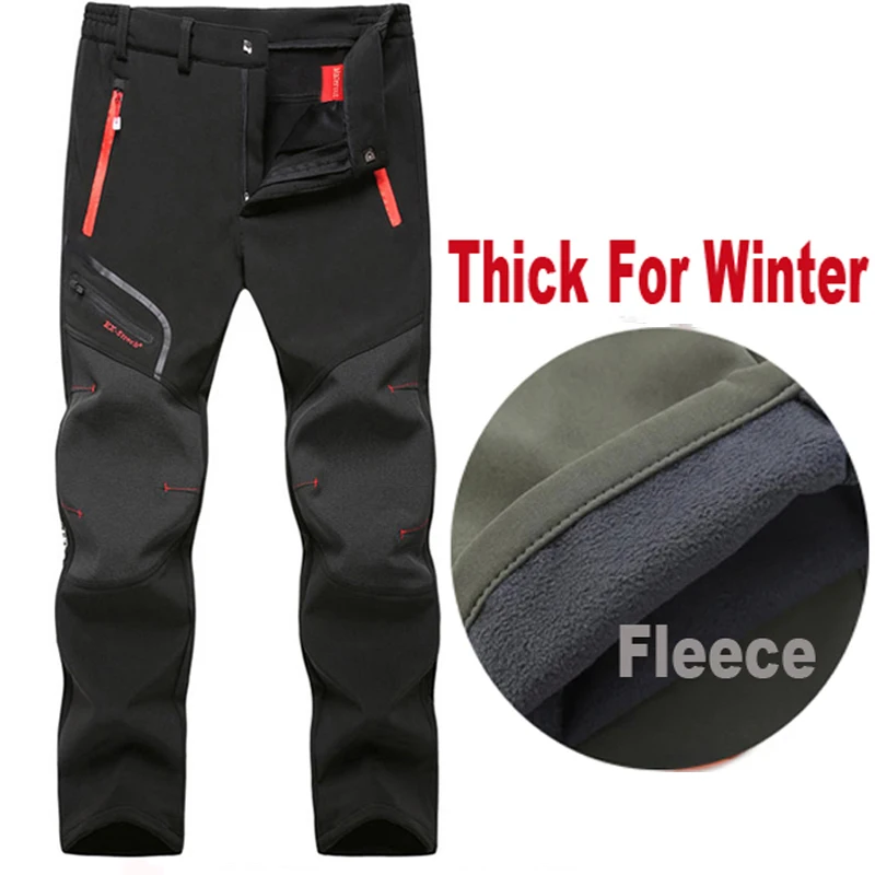 Men Oversized Plus size Winter Softshell Fleece Outdoor Pants Trekking Fish Camp Climb Hiking Ski Warm Travel Trousers Free ship