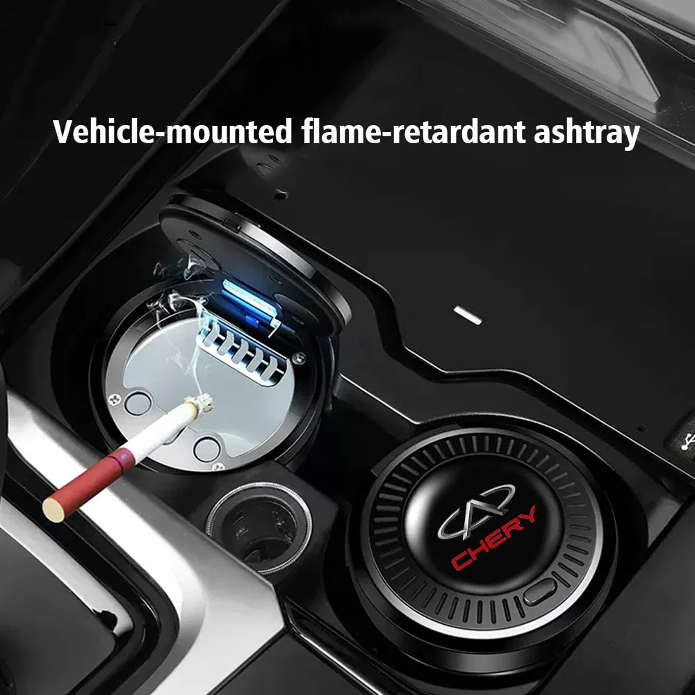 LED 조명이 있는 자동차 재떨이, 담배 재떨이 컨테이너, 연기 재떨이 실린더 연기 컵, CHERY ARRIZO 5 TIGGO 3 4 5 7 PRO
