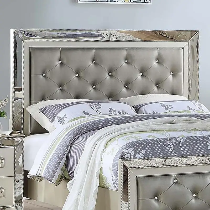 Silver Tufted King Bed 6