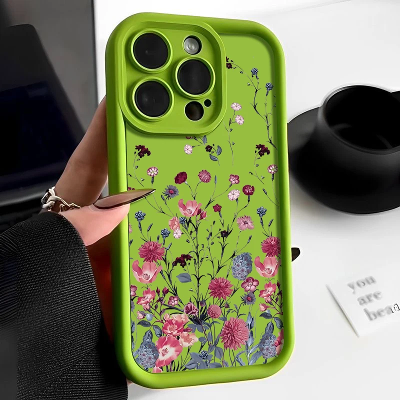 Luxury Red Flower Shockproof Silicone Bumper Phone Case