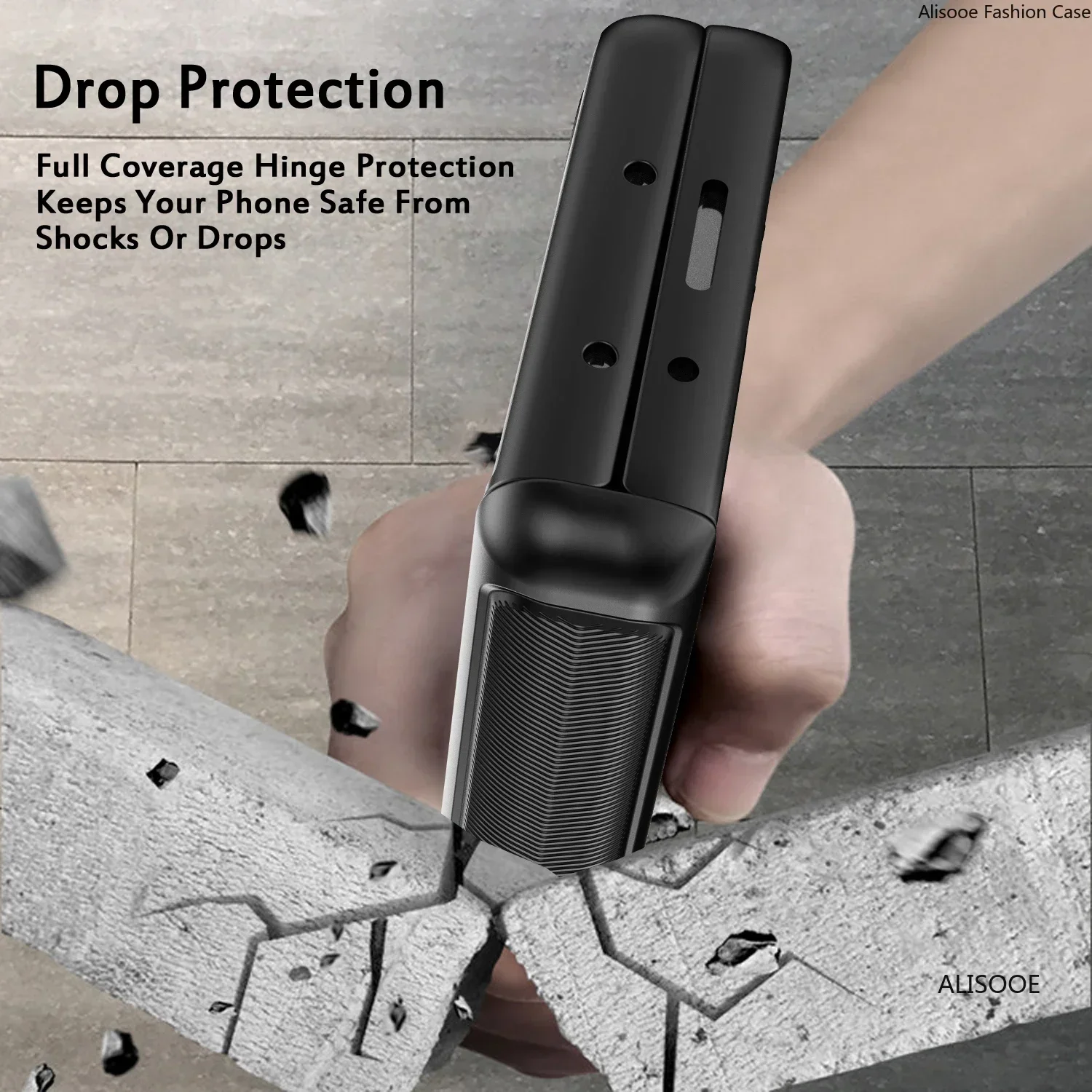 Premium Hinge Case with Wristband and Stand for Samsung Galaxy Z Fold - Front Glass Protection Included